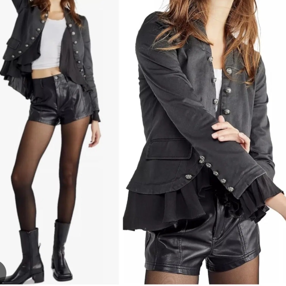 Free People Ruffles and Romance Military-Style Jacket - Picture 3 of 4